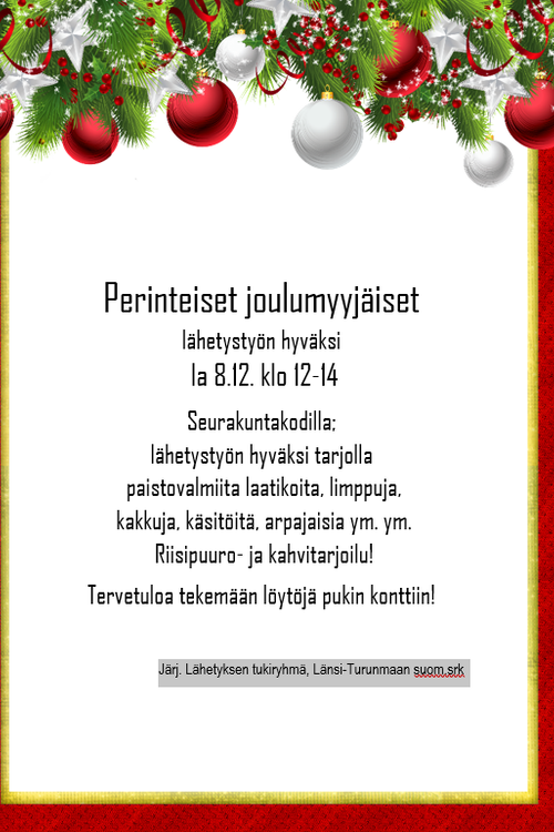 Lähetysmyyjäiset seurakuntakodilla